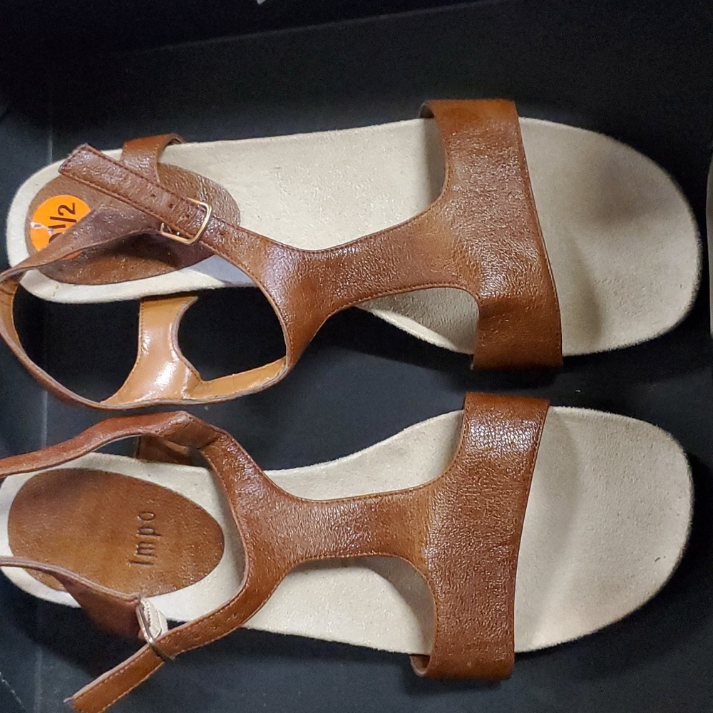 Impo Cork Heel Leather Sandals Size 9.5